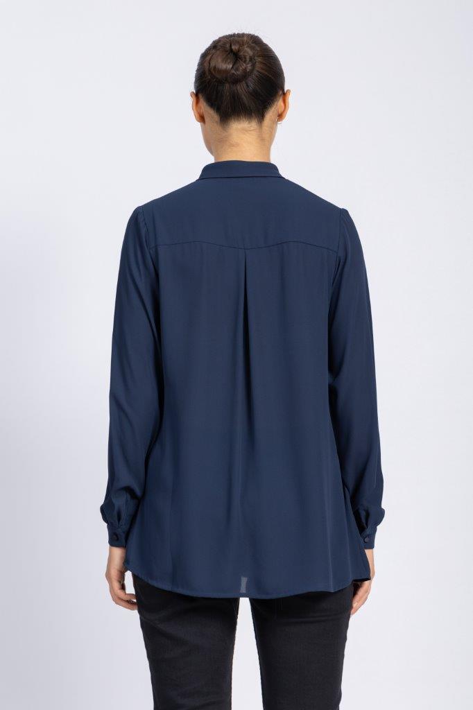 BASIC CREPE CHIFFON SHIRT WITH HIDDEN PLACKET