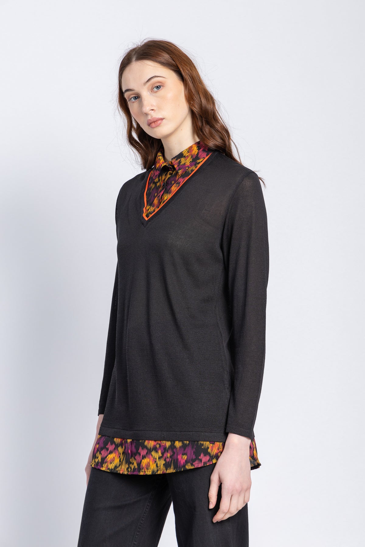 2 in 1 - knit blouse with chiffon shirt