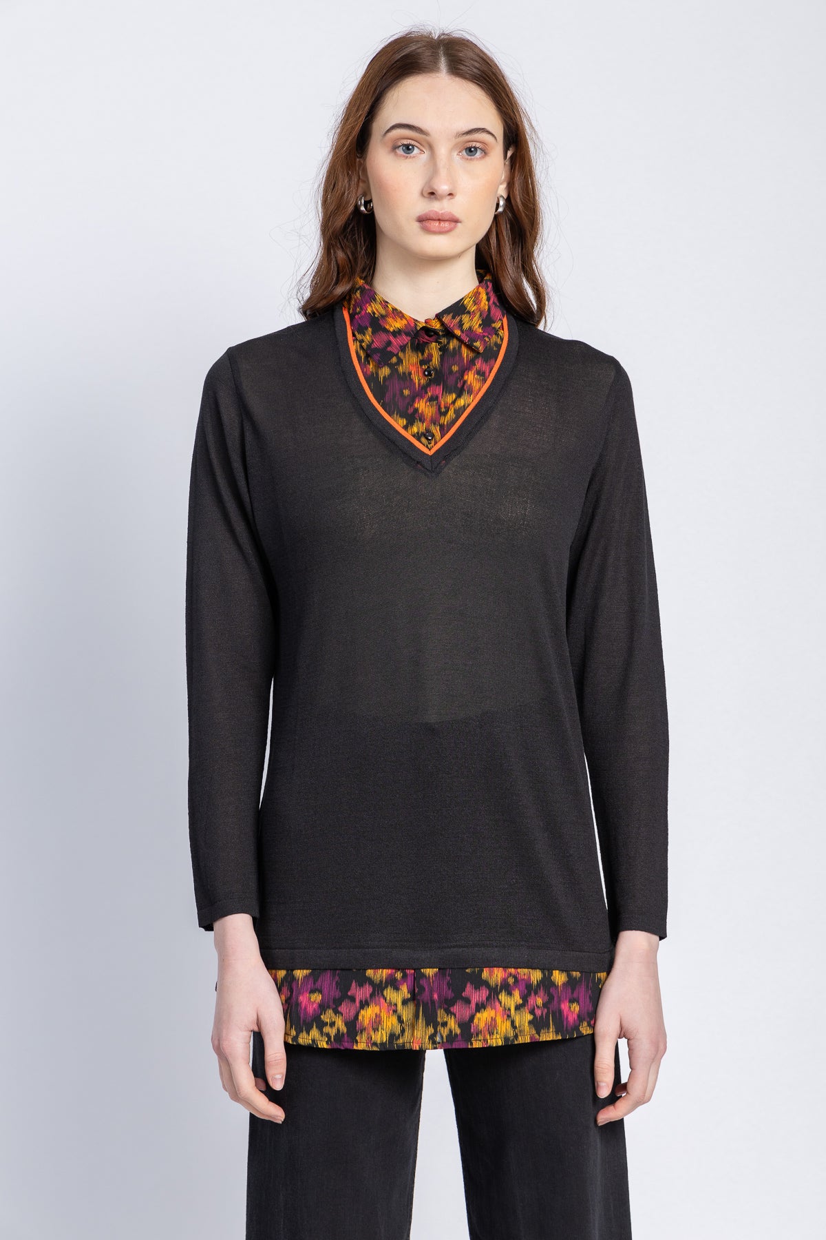 2 in 1 - knit blouse with chiffon shirt