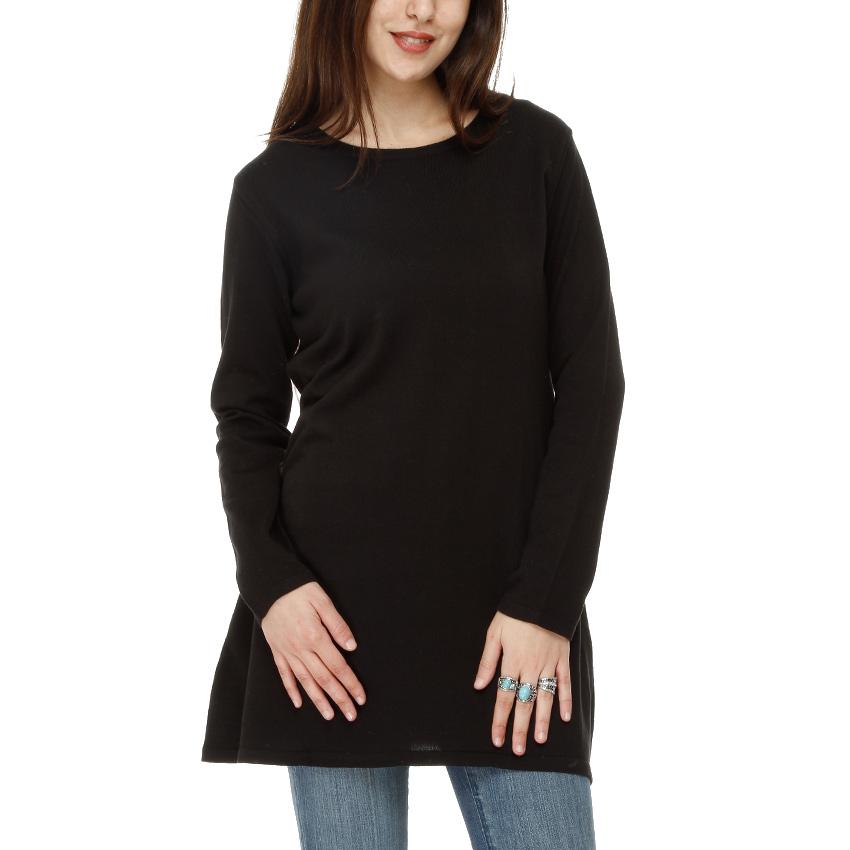 Long Cotton Knitwear Round Neck Basic Blouse With Several Colors