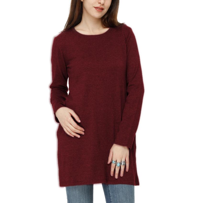 Long Cotton Knitwear Round Neck Basic Blouse With Several Colors