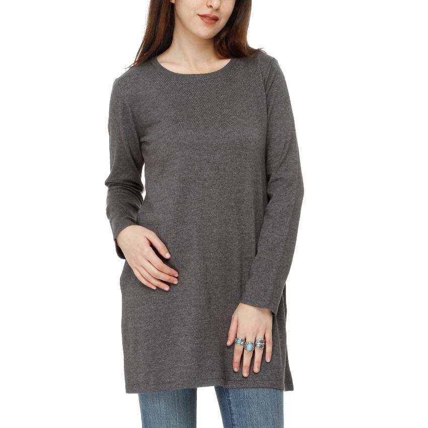 Long Cotton Knitwear Round Neck Basic Blouse With Several Colors