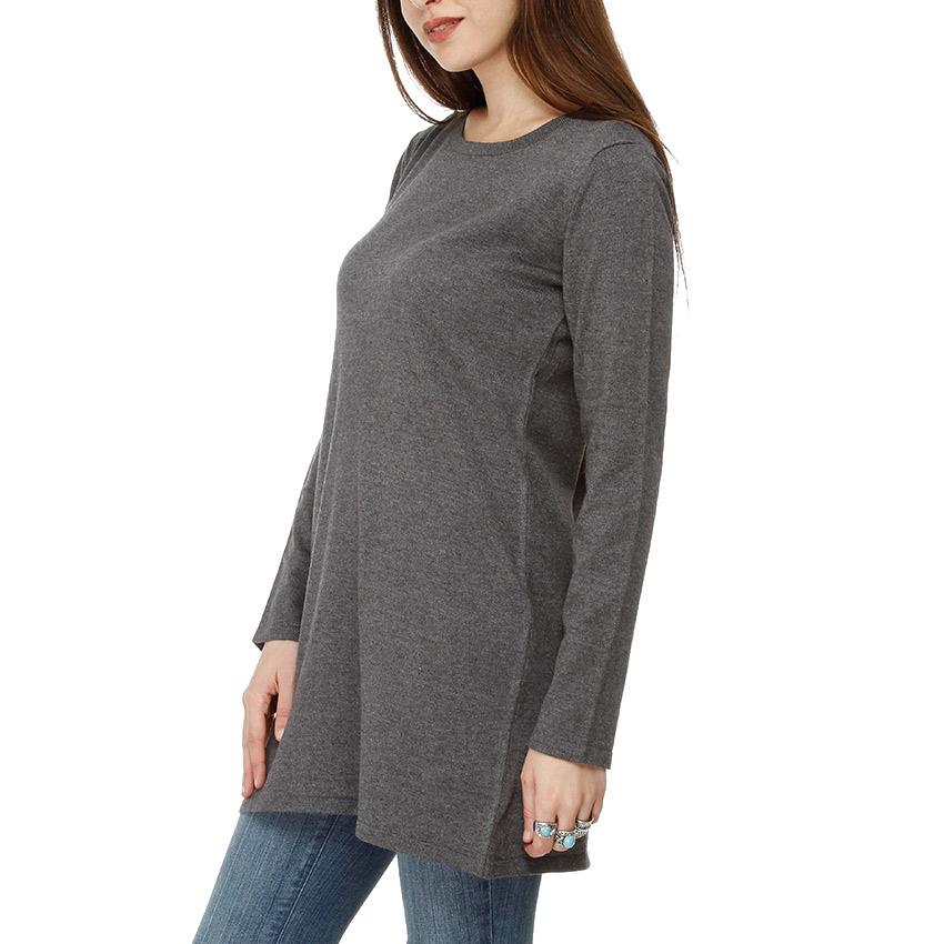 Long Cotton Knitwear Round Neck Basic Blouse With Several Colors