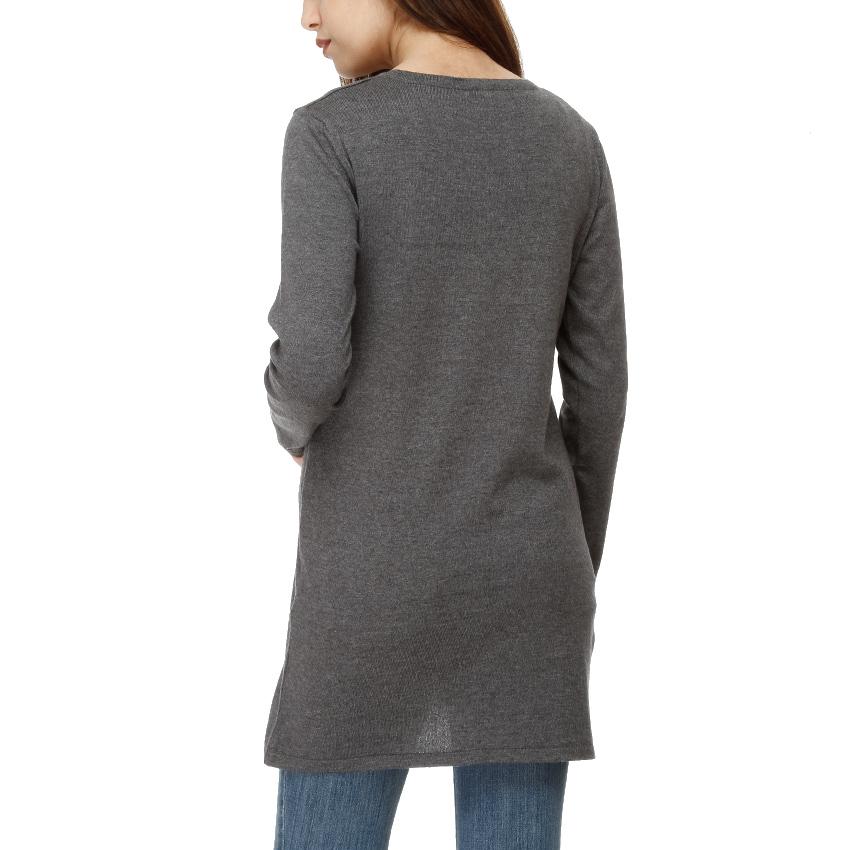 Long Cotton Knitwear Round Neck Basic Blouse With Several Colors