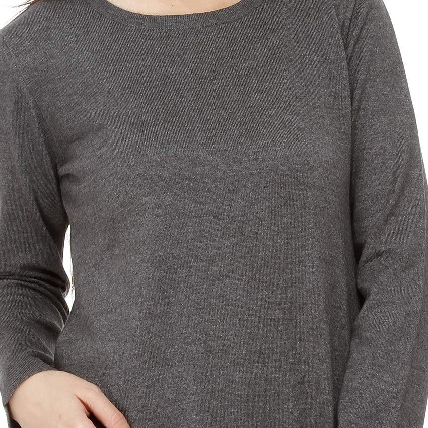 Long Cotton Knitwear Round Neck Basic Blouse With Several Colors