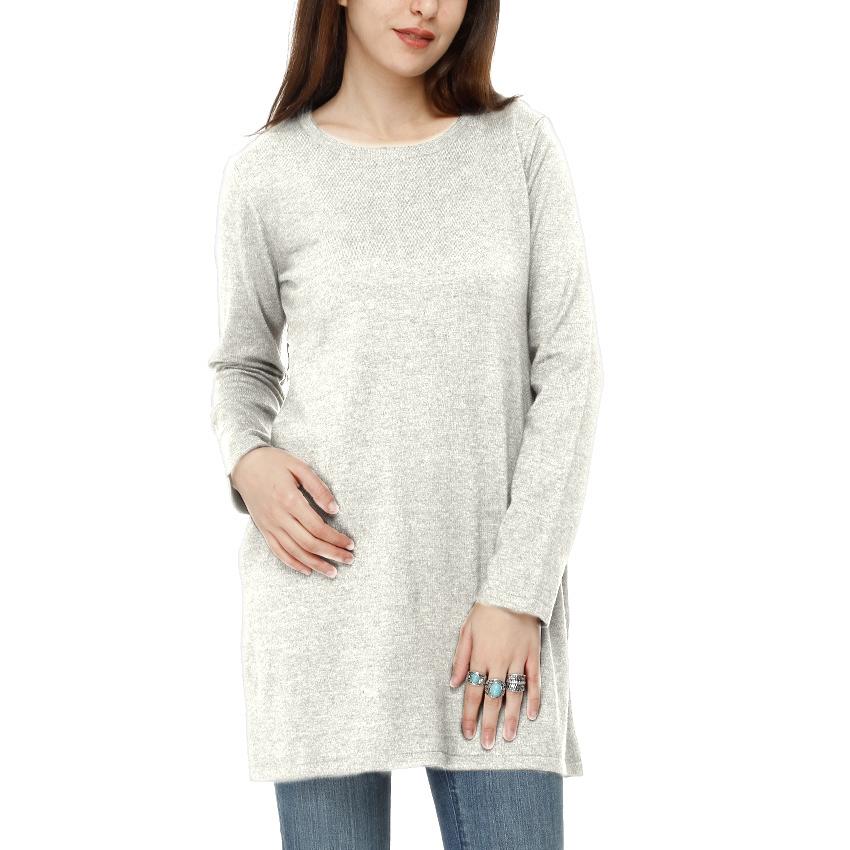 Long Cotton Knitwear Round Neck Basic Blouse With Several Colors