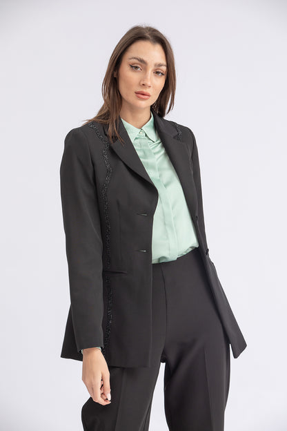 Basic silk feel crepe blazer
