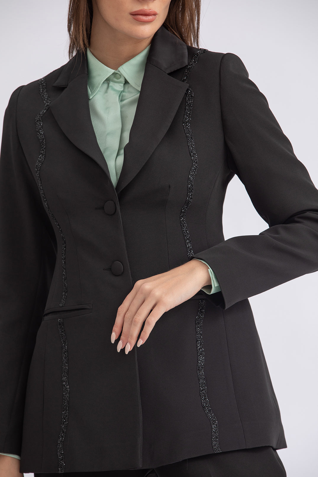 Basic silk feel crepe blazer