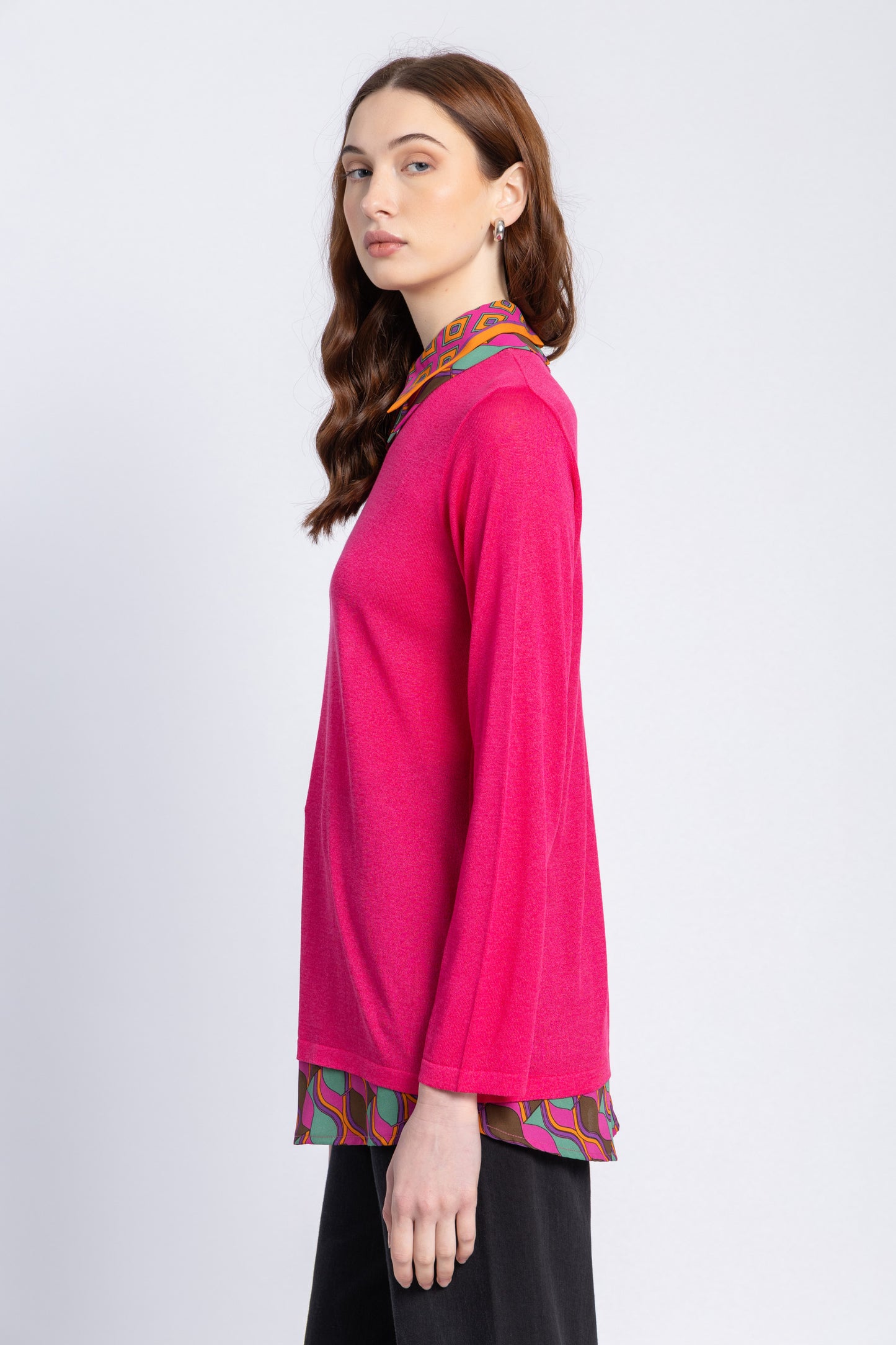 2 in 1 - knit blouse with chiffon shirt