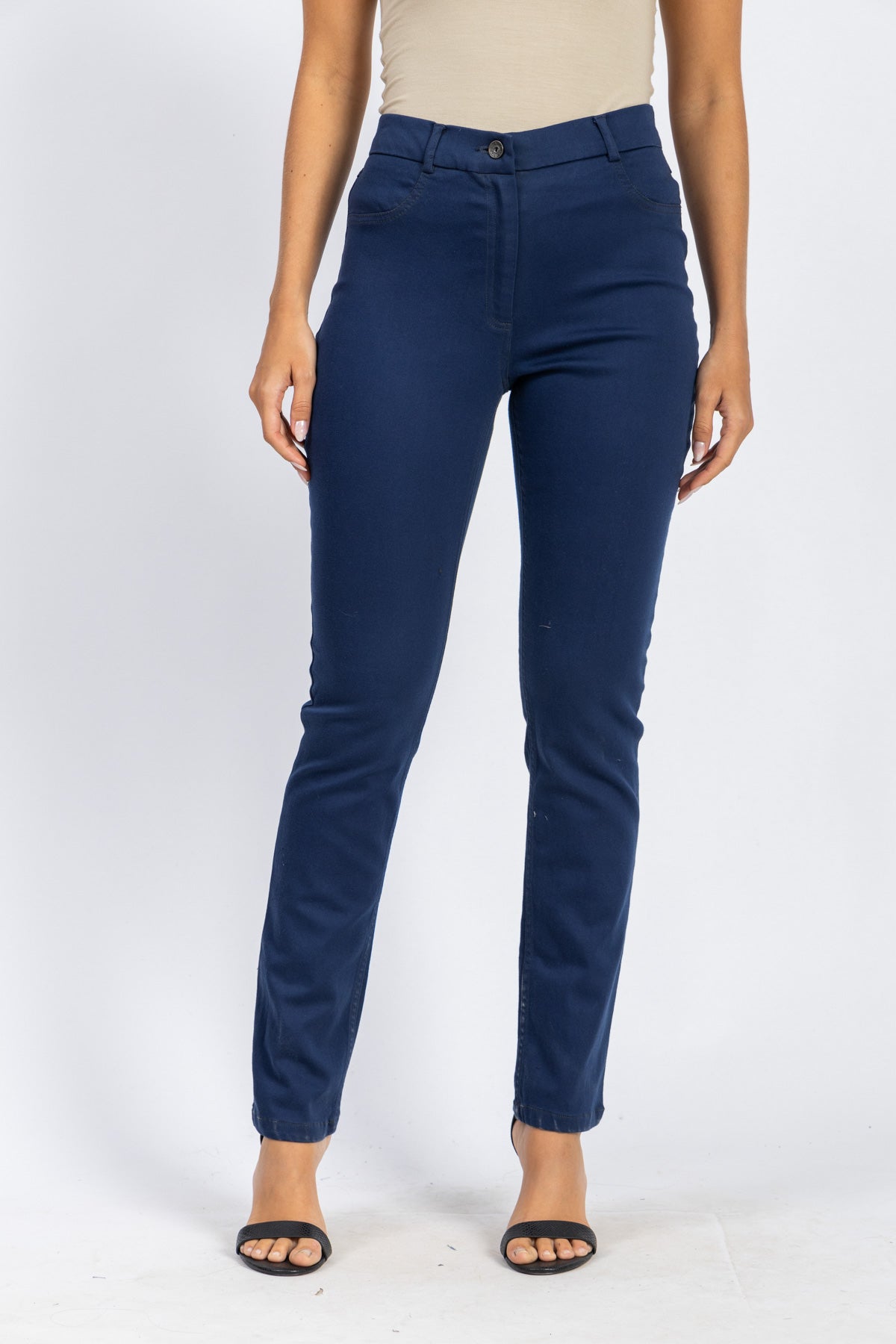 BASIC GABARDINE STRAIGHT CUT PANTS WITH ZIPPER