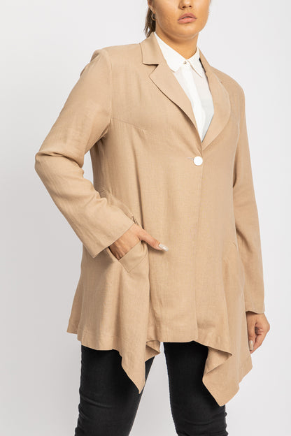 Long basic cotton linen jacket