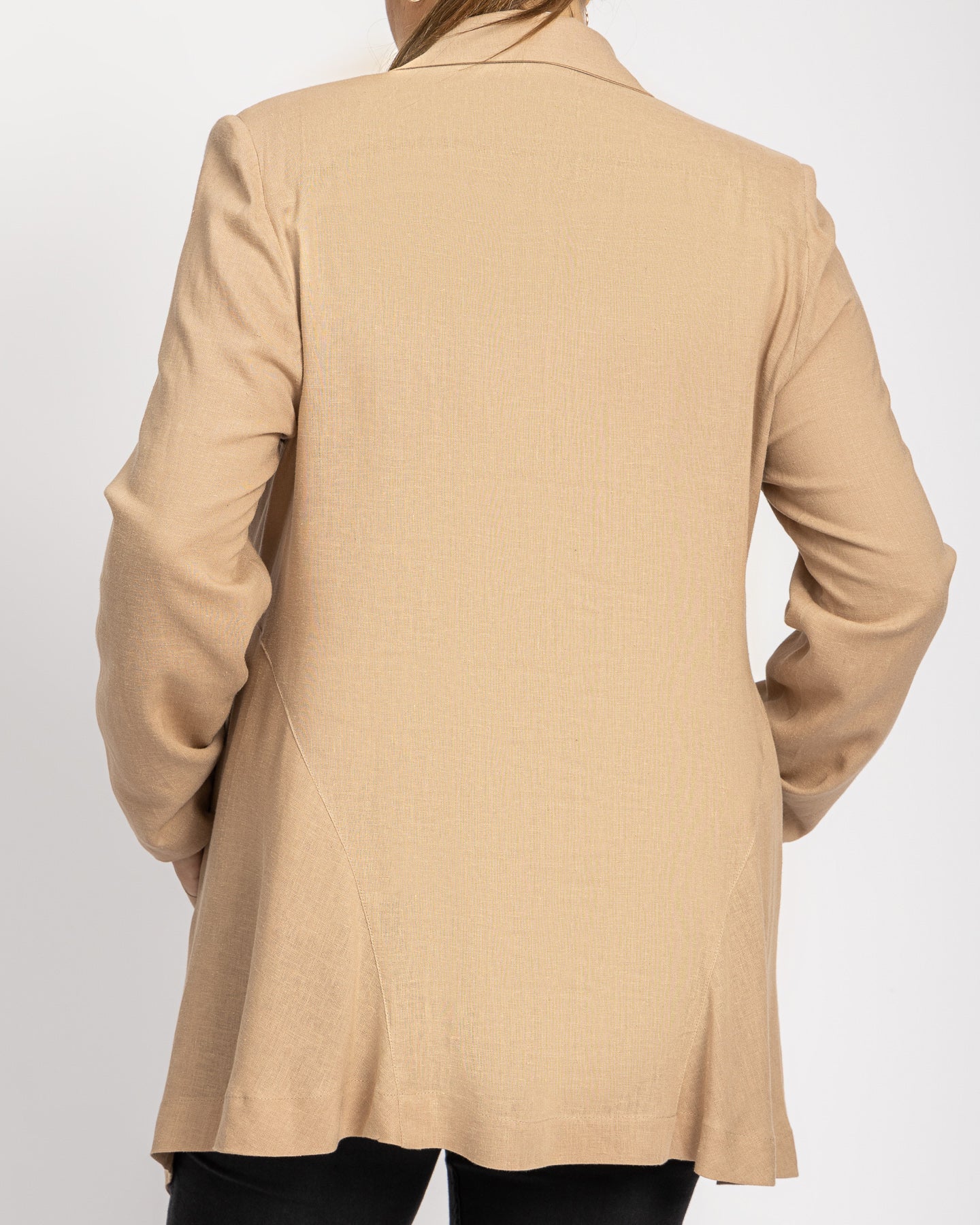 Long basic cotton linen jacket