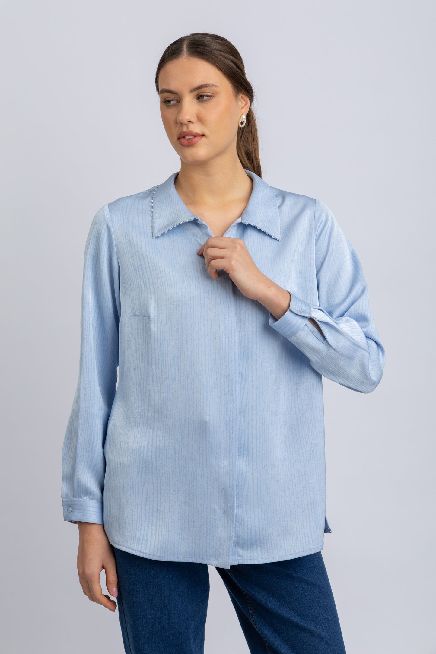 striped satin shirt