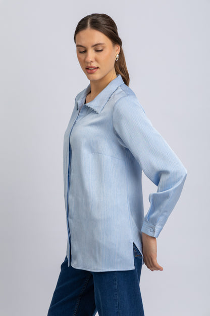 striped satin shirt