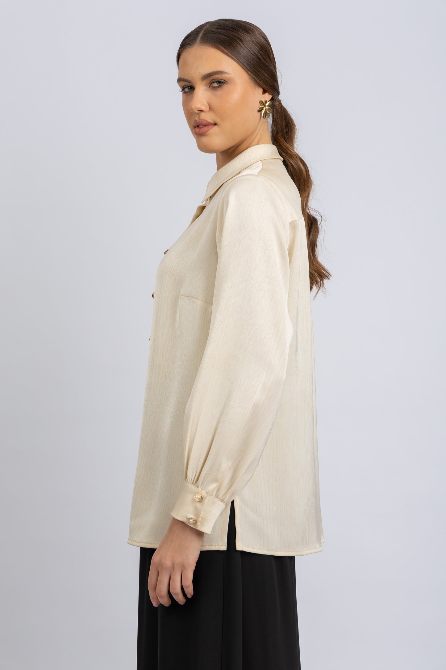 striped satin shirt