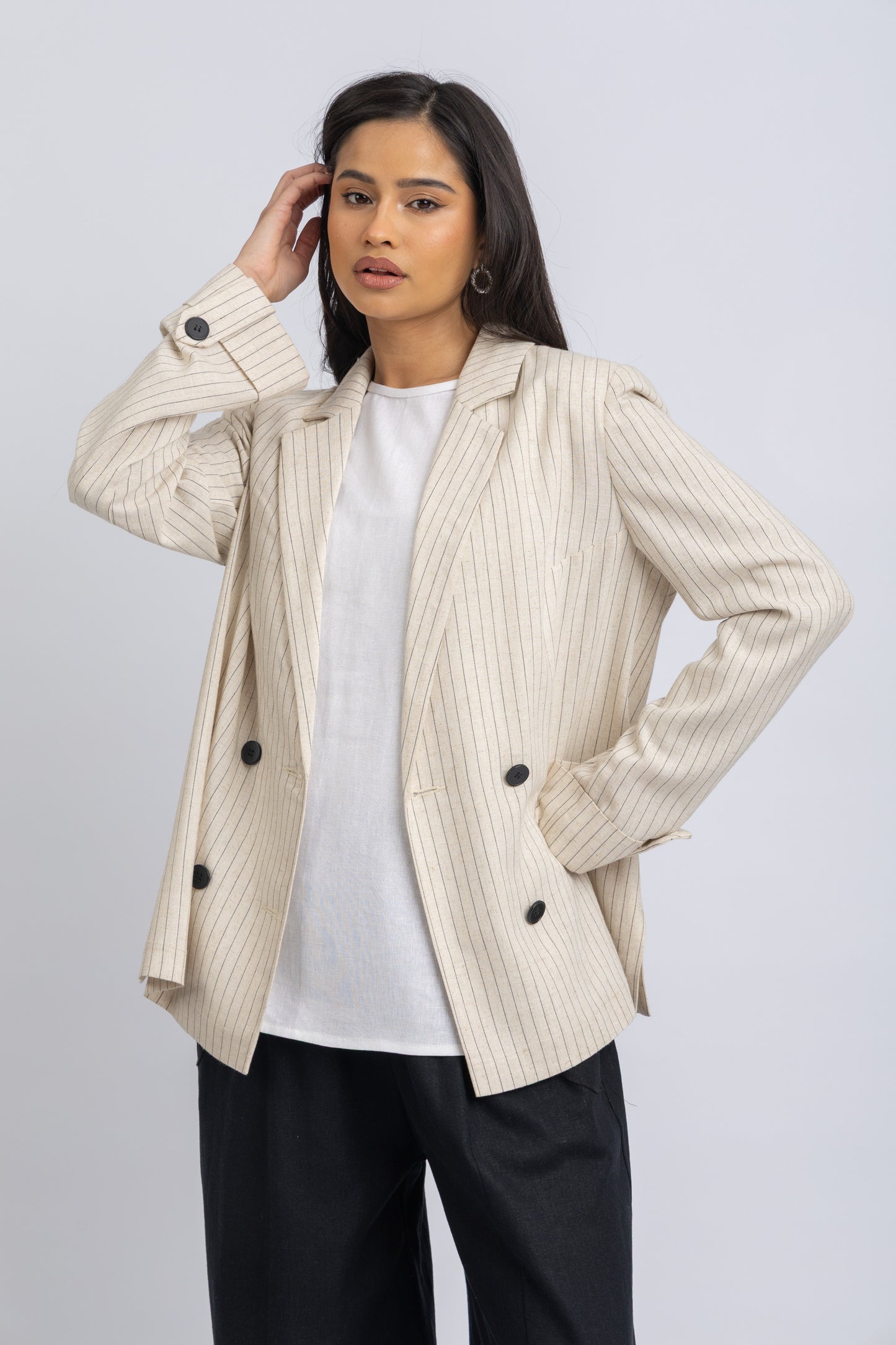 striped crepe jacket