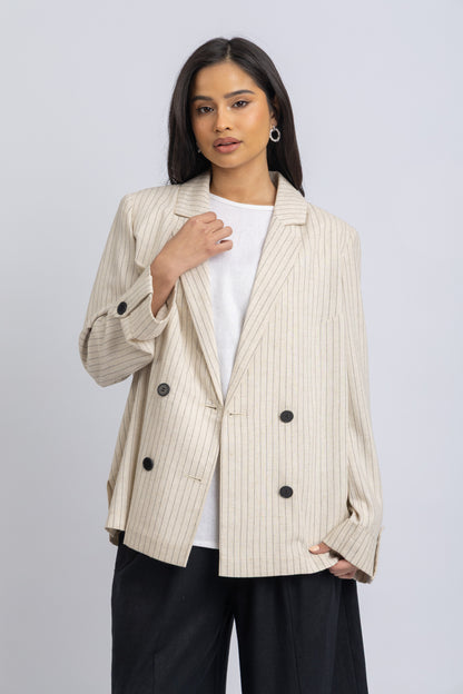 striped crepe jacket