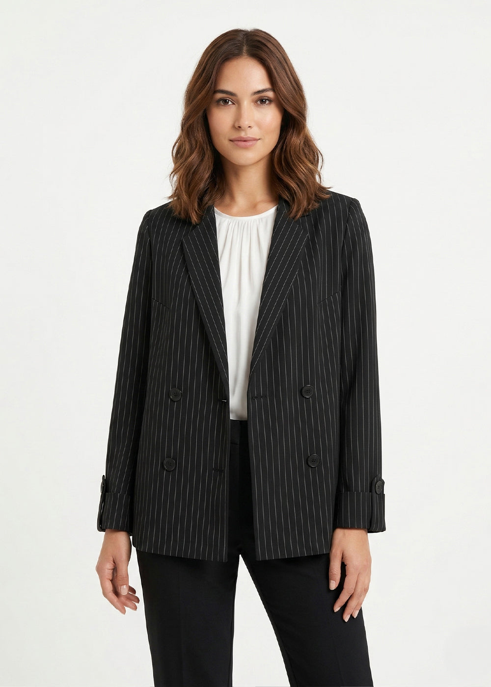 striped crepe jacket