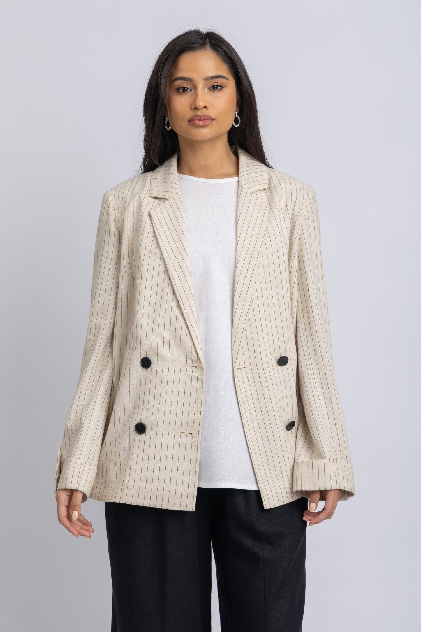 striped crepe jacket