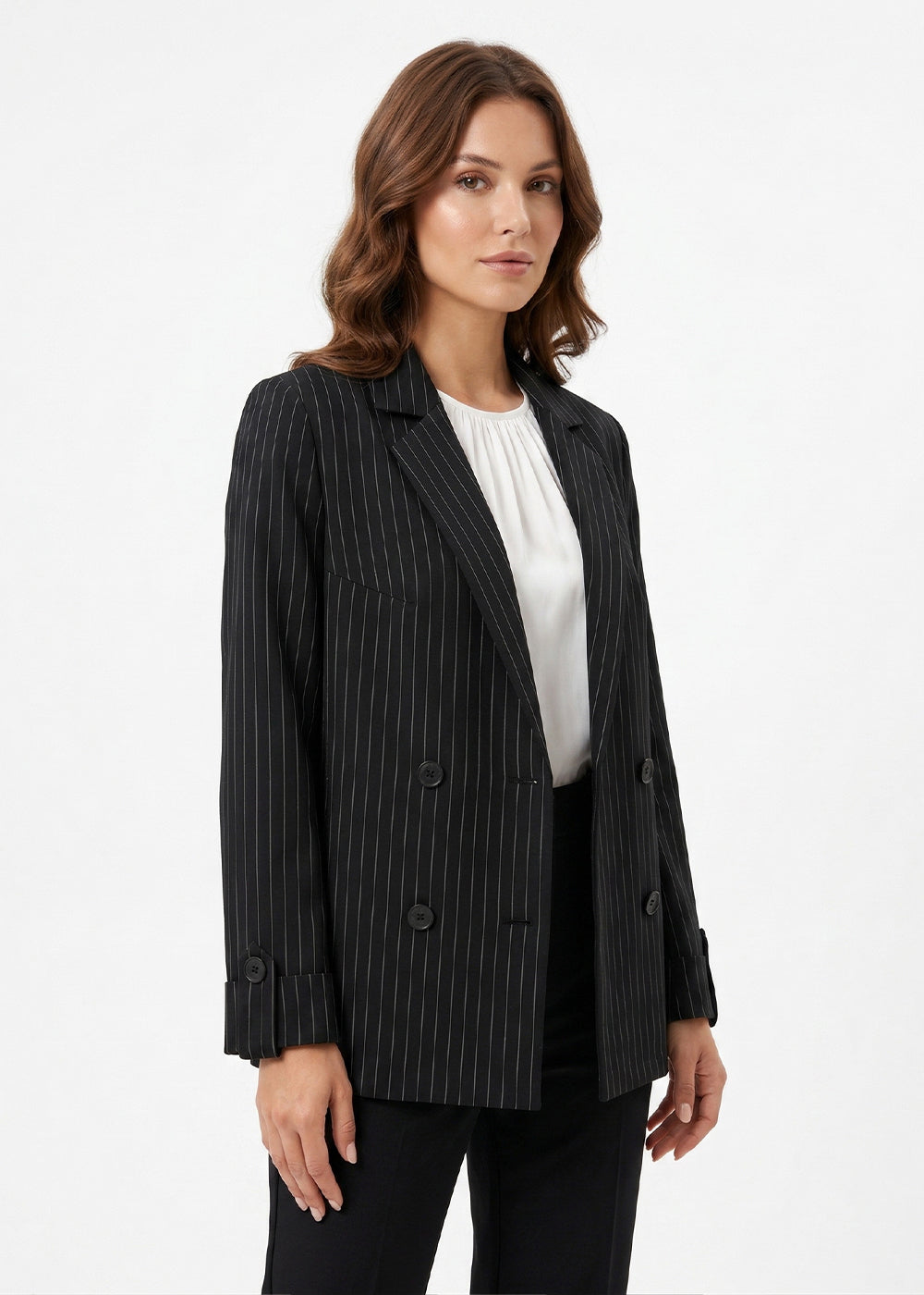 striped crepe jacket