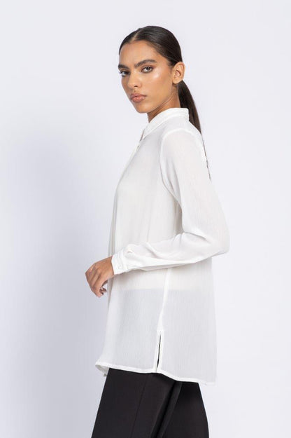 Basic crinckled chiffon shirt