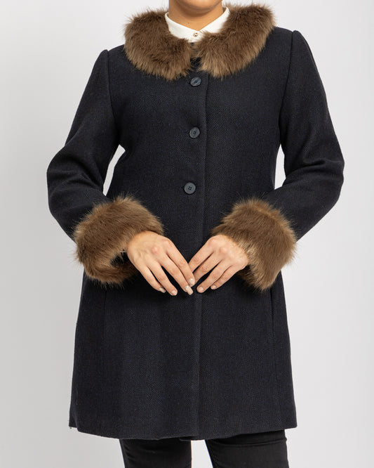 LUXURY EDITION - WOOL COAT WITH FAUX FUR