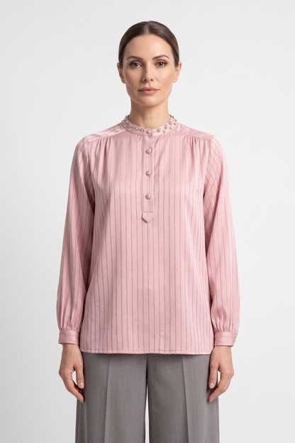 striped satin blouse