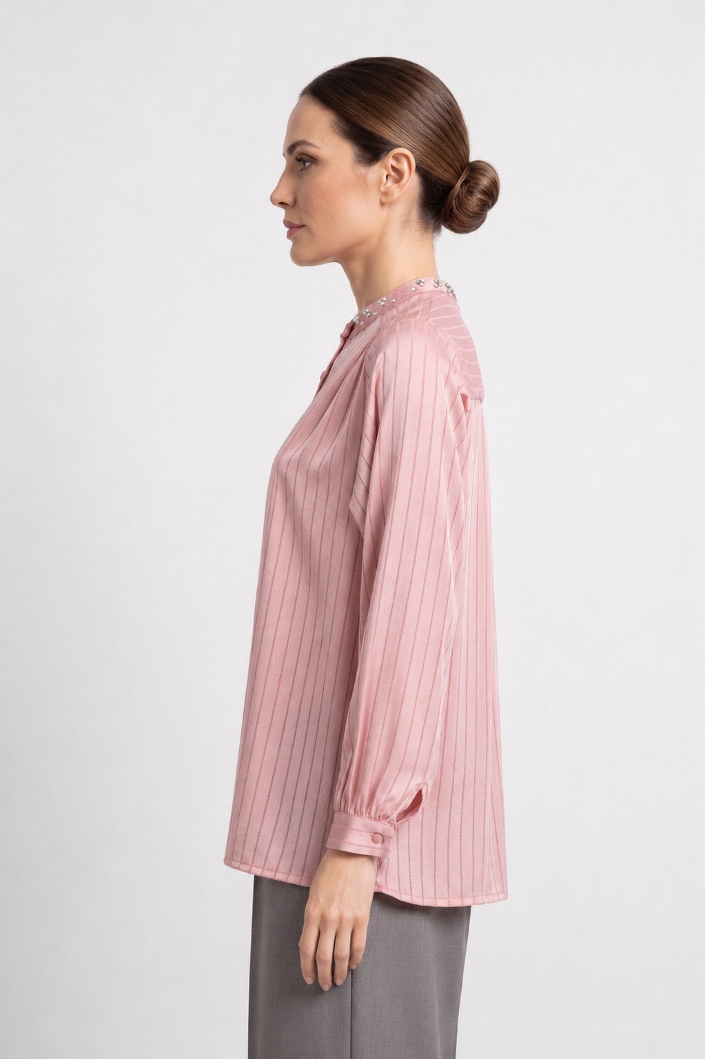 striped satin blouse