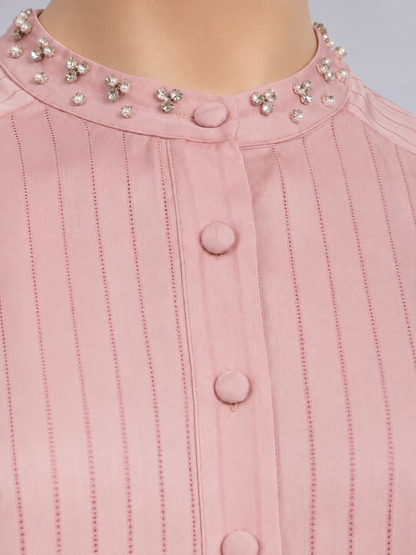striped satin blouse