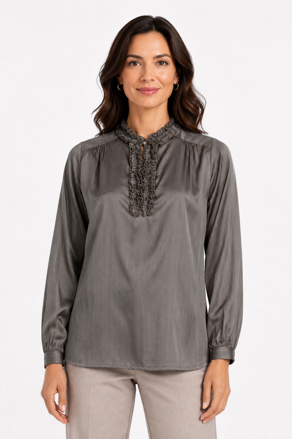 striped satin blouse