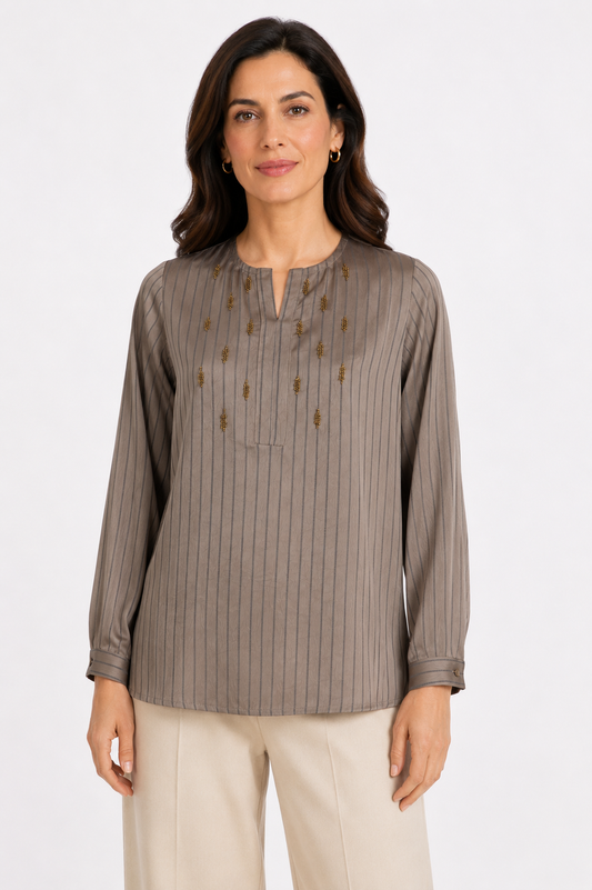 striped satin blouse