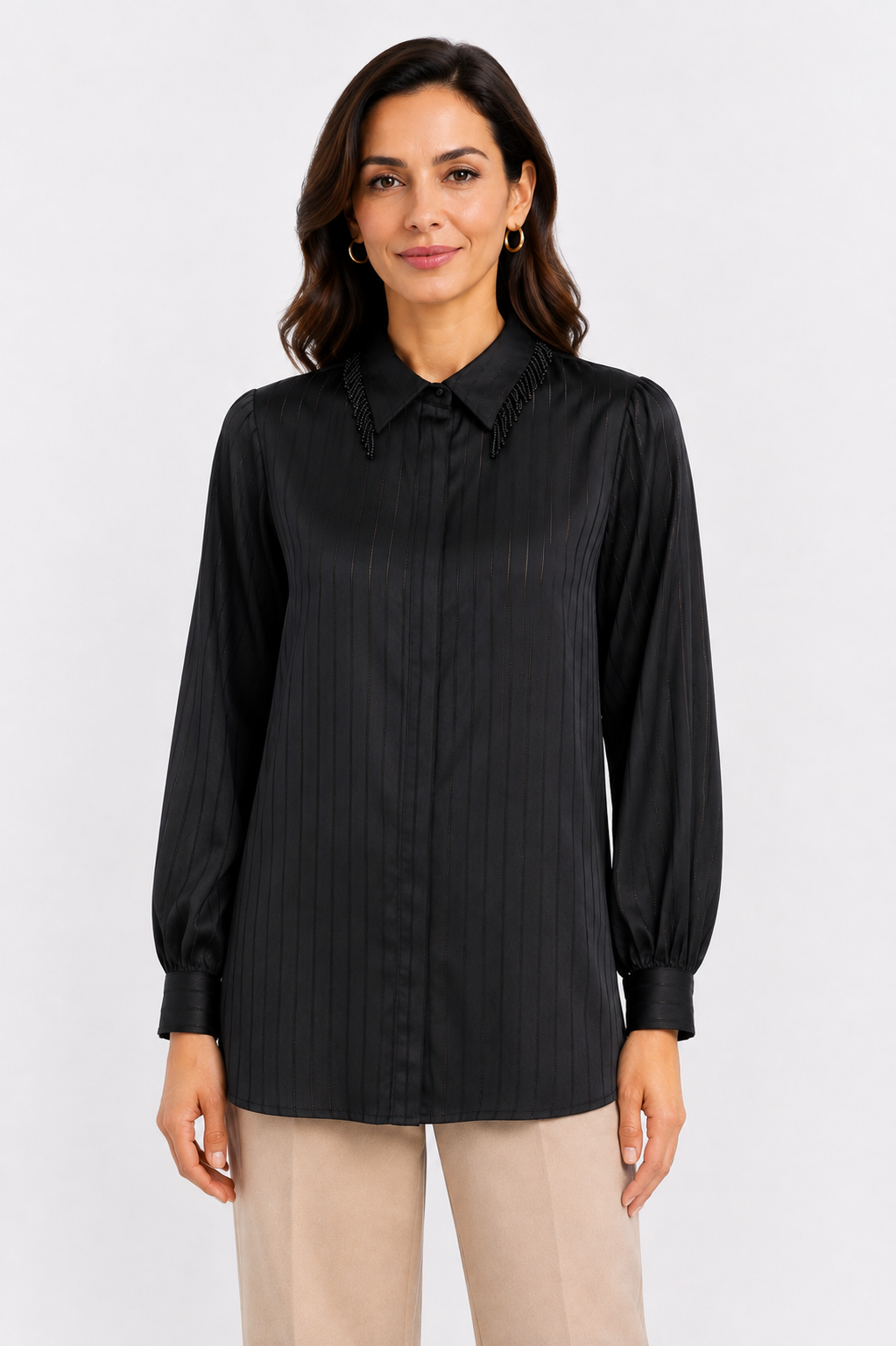 striped satin shirt
