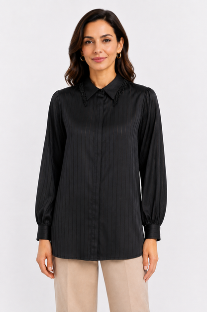 striped satin shirt