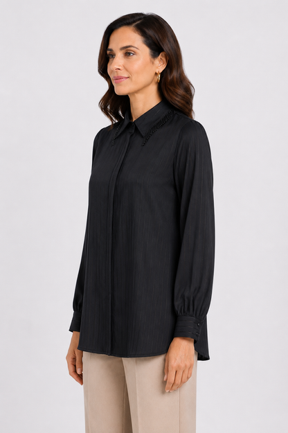 striped satin shirt