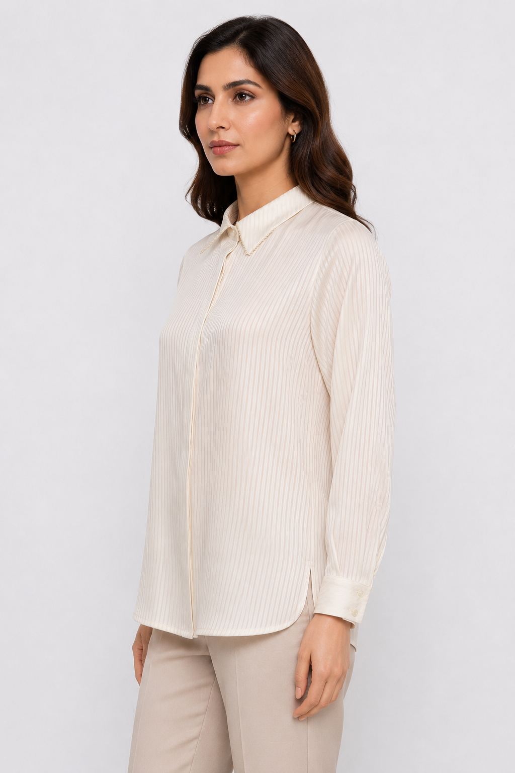 striped satin shirt