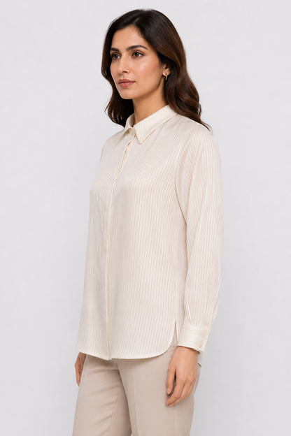striped satin shirt