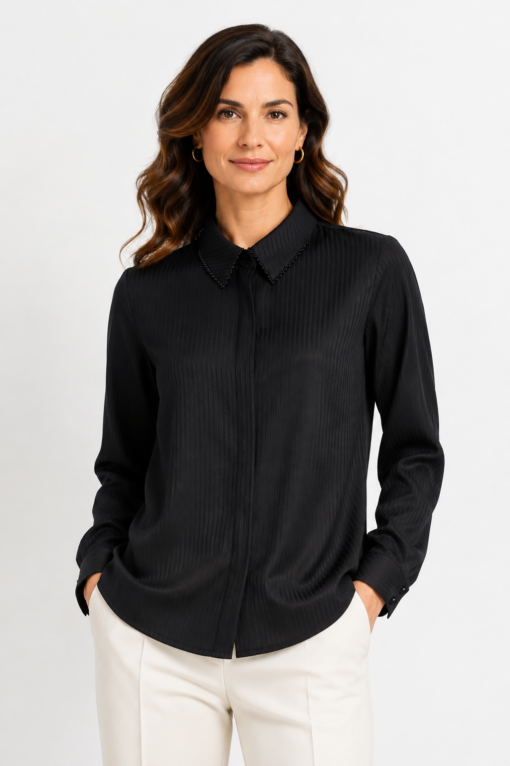 striped satin shirt