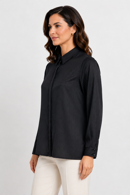 striped satin shirt