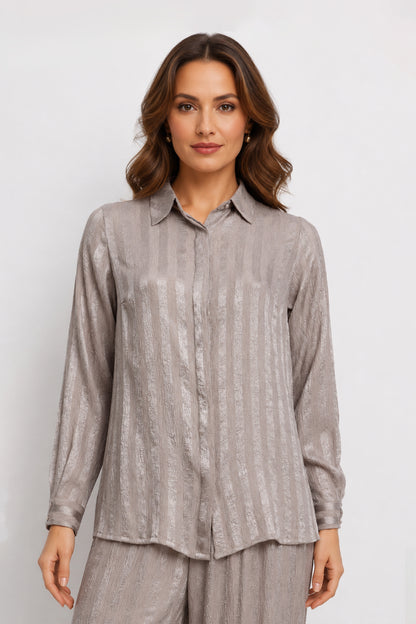 striped satin shirt