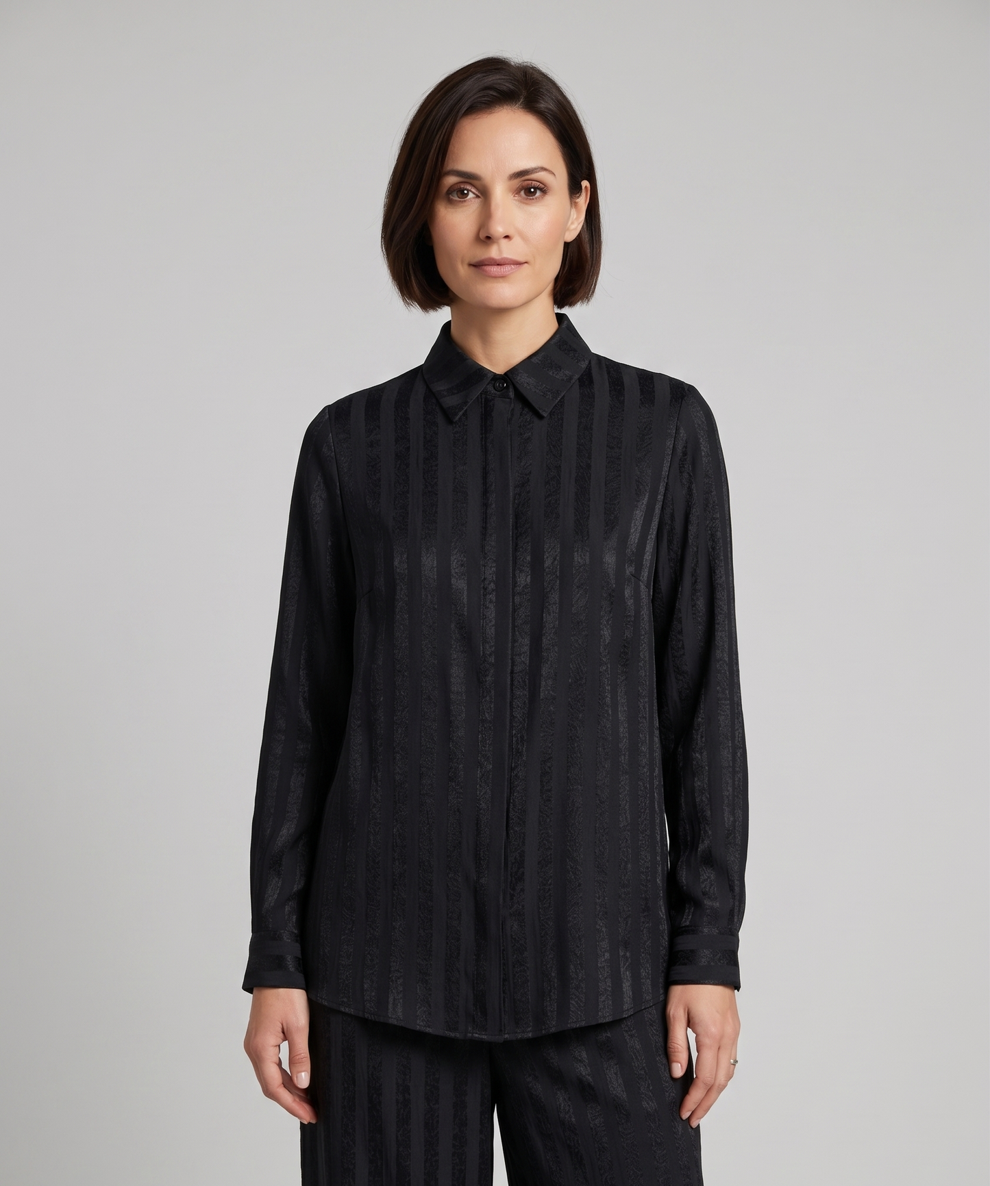 striped satin shirt