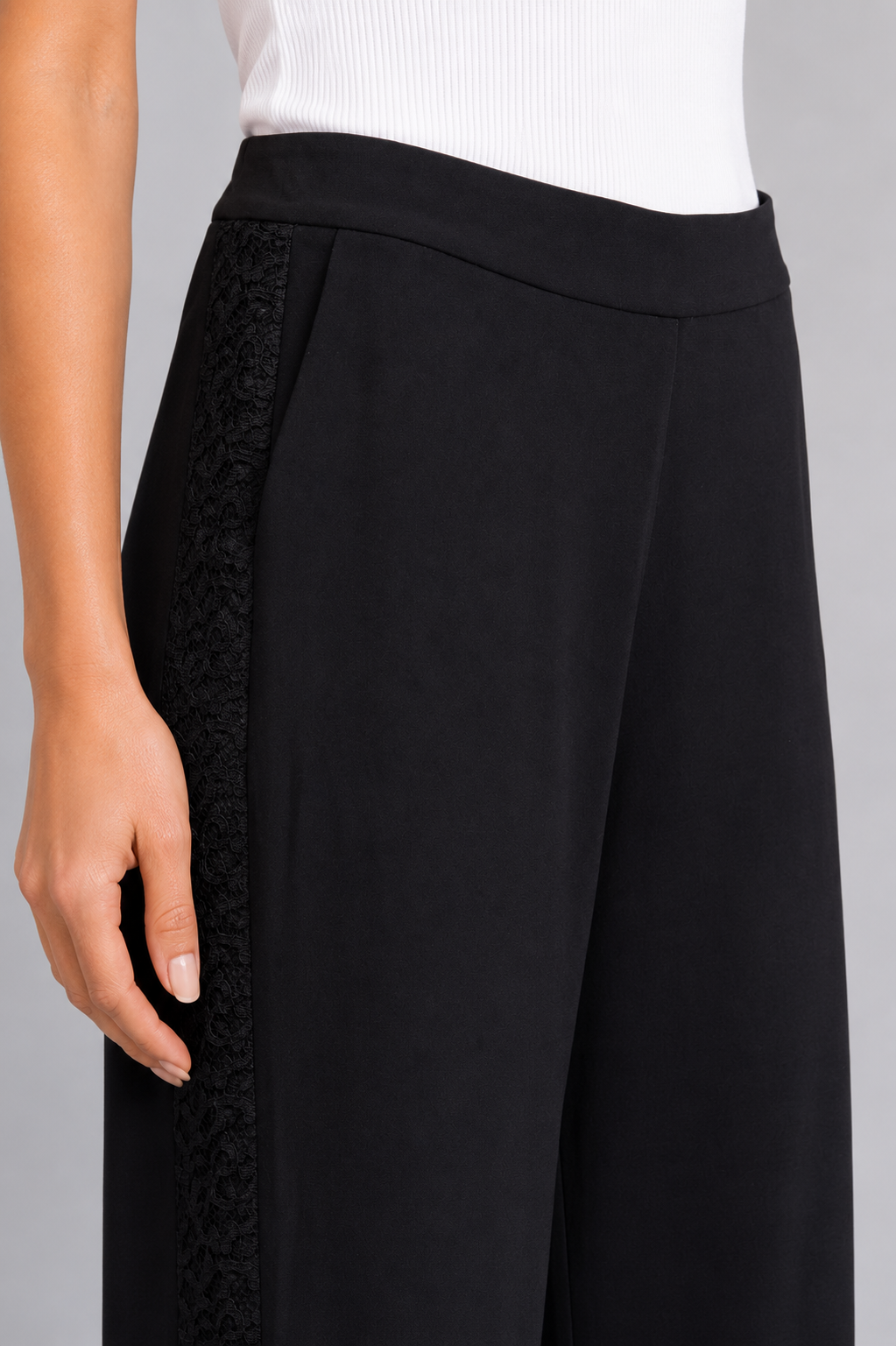 crepe pants with lace