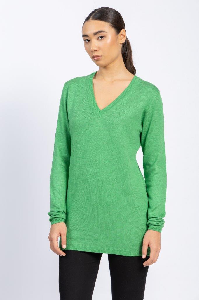 Cashmere Feel V-Neck Knitwear Long Blouse With Several Colors