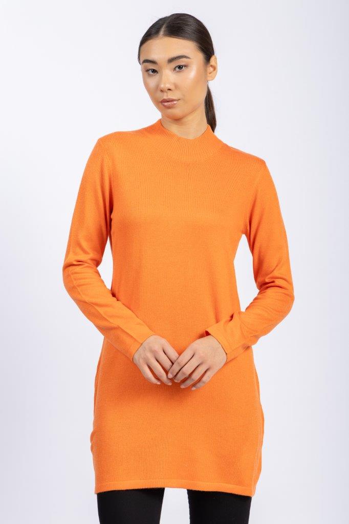 Long Cotton Knitwear Half Neck Basic Blouse