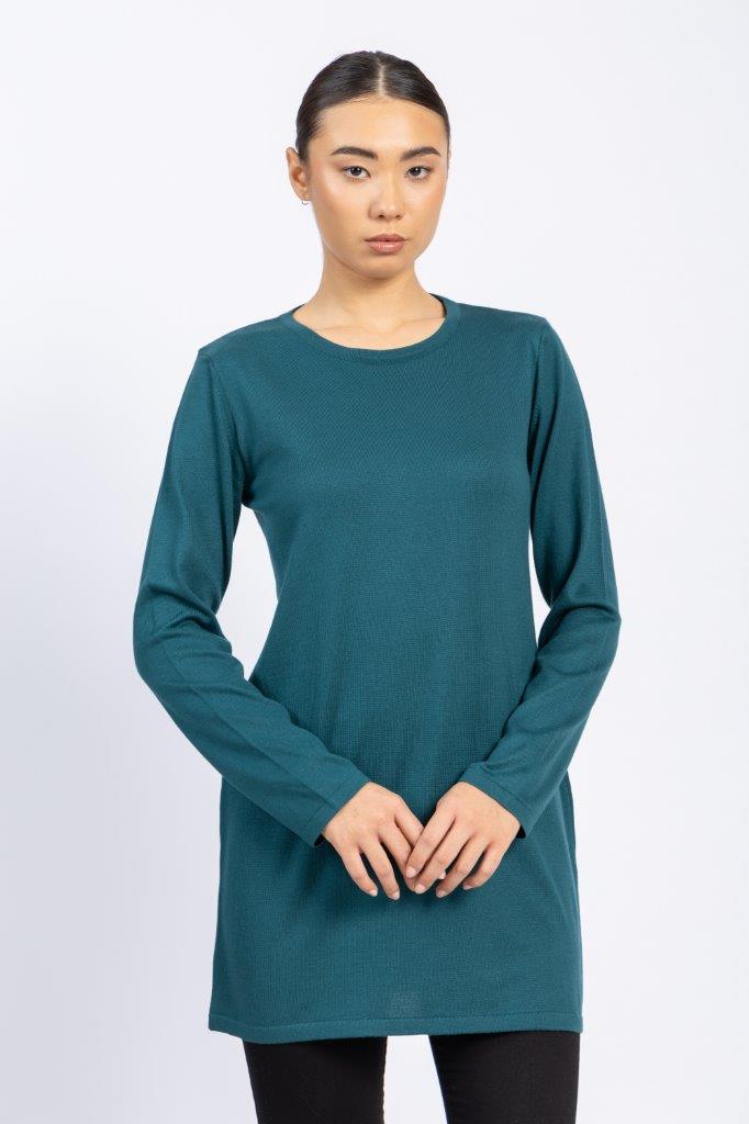 Long Cotton Knitwear Round Neck Basic Blouse With Several Colors