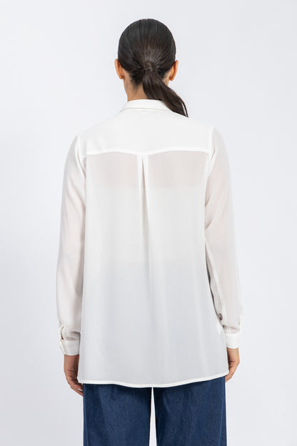 BASIC CREPE CHIFFON SHIRT WITH HIDDEN PLACKET