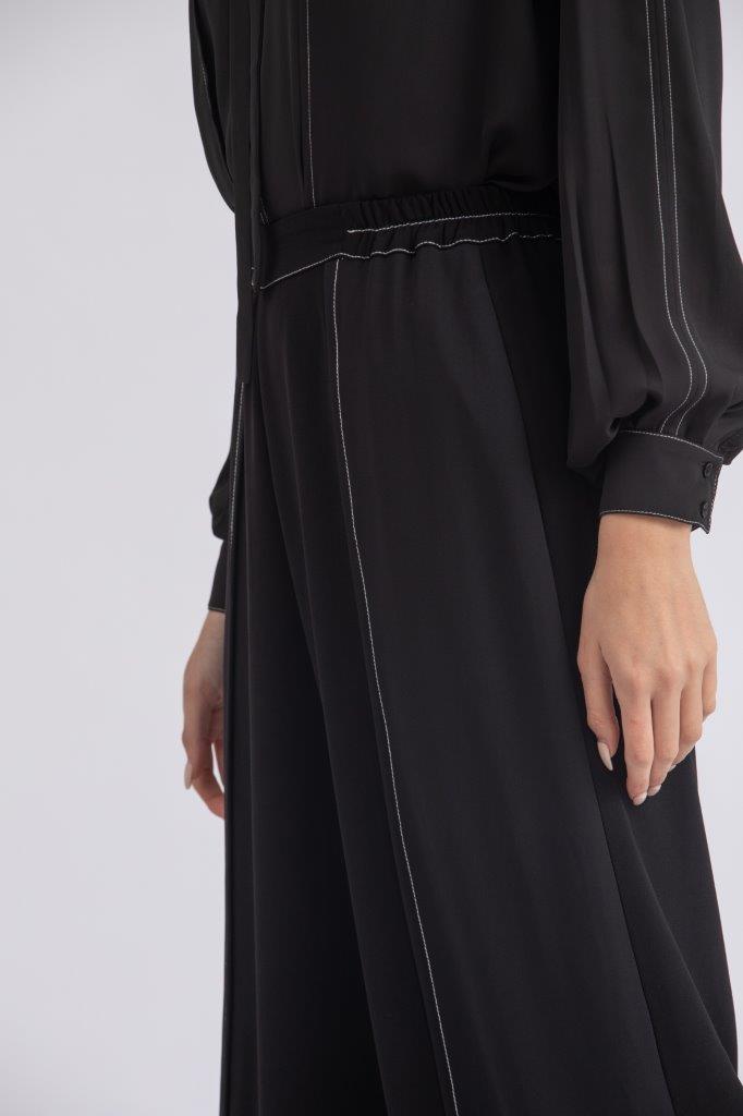 BASIC SILK FEEL CREPE PANTS  WITH A CHIFFON LAYER