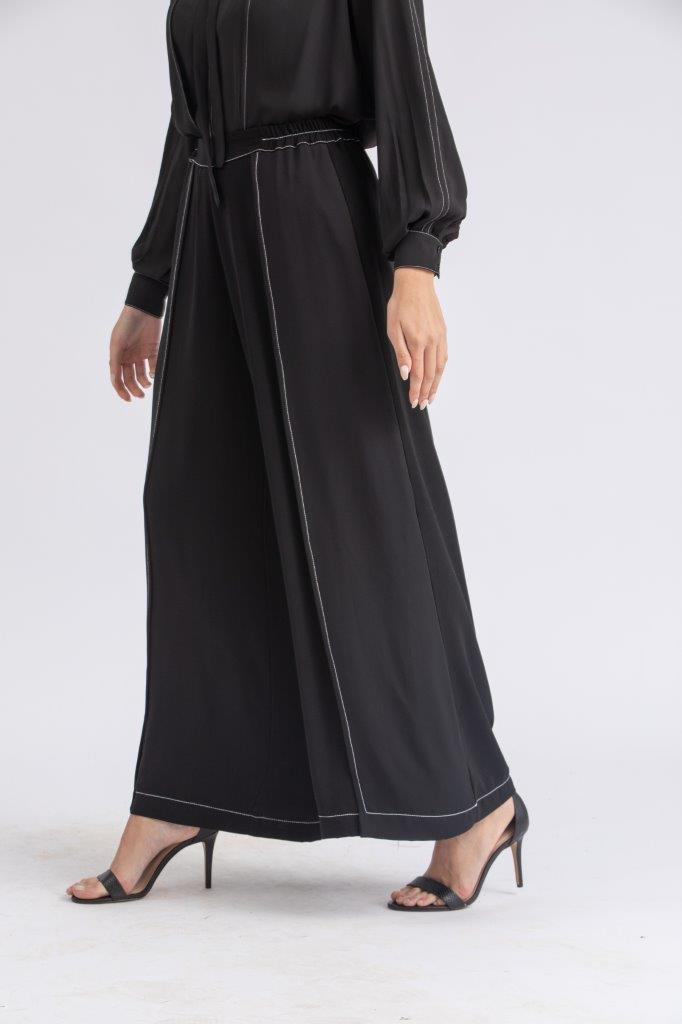 BASIC SILK FEEL CREPE PANTS  WITH A CHIFFON LAYER