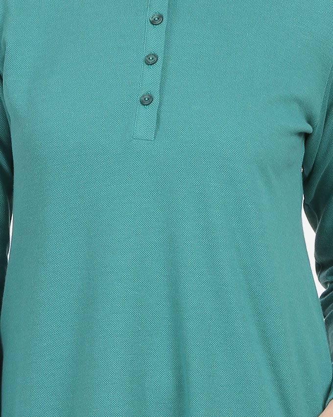 LONG 100% EXTRA FINE COTTON POLO SHIRT WITH SIDE SLITS