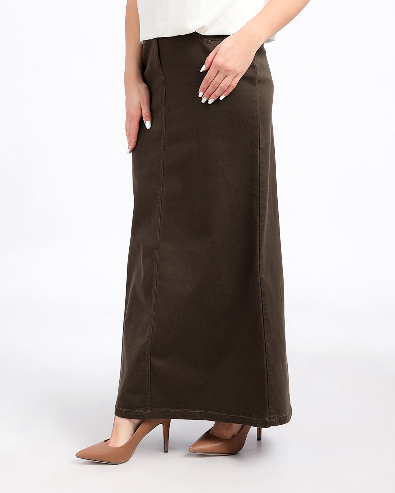 Olive Gabardine Skirt