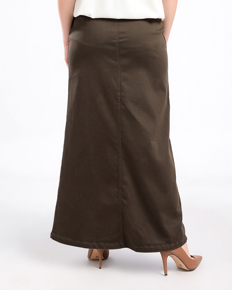 Olive Gabardine Skirt